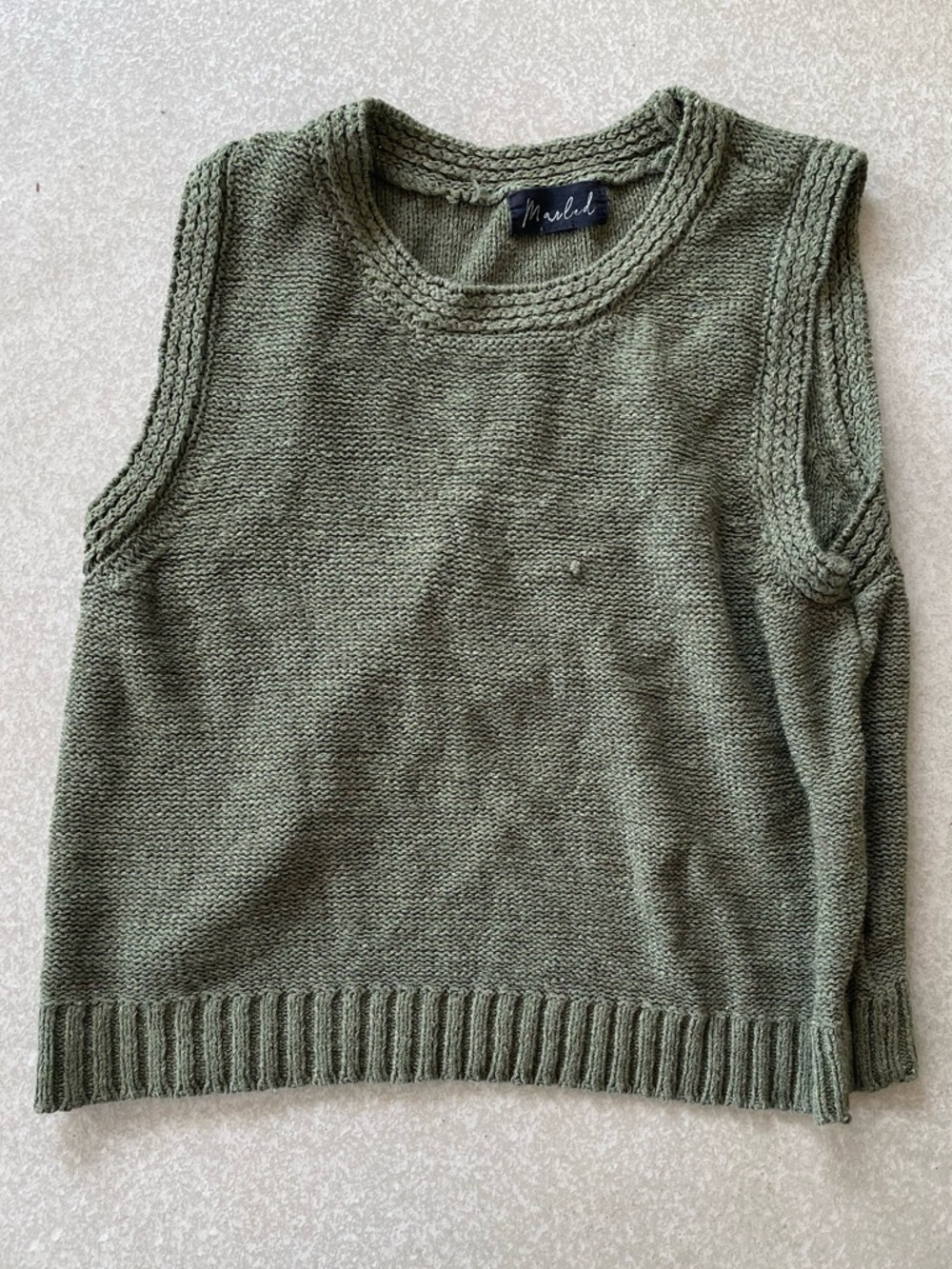 Olive Green Knit Sweater Vest
